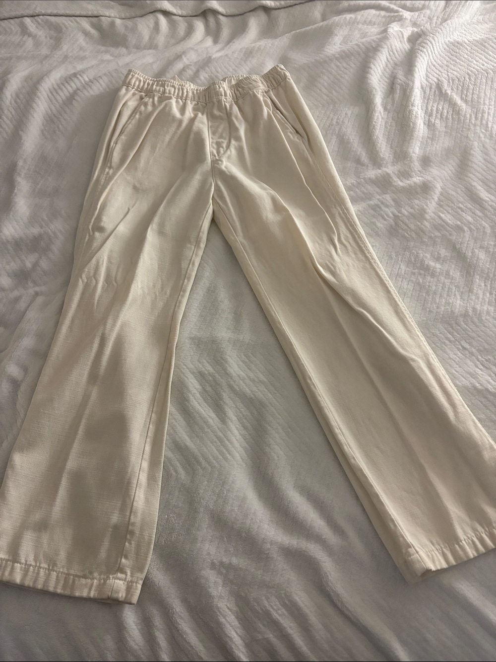 Zara Off-White Wide-Leg Elastic-Waist Trousers